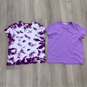 GOLDIE pima cotton crewneck short sleeve T shirt white purple small